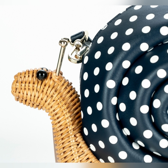 Kate Spade Enchanted Forest Polka Dots 3D Snail Wicker Crossbody - Picture 2 of 5